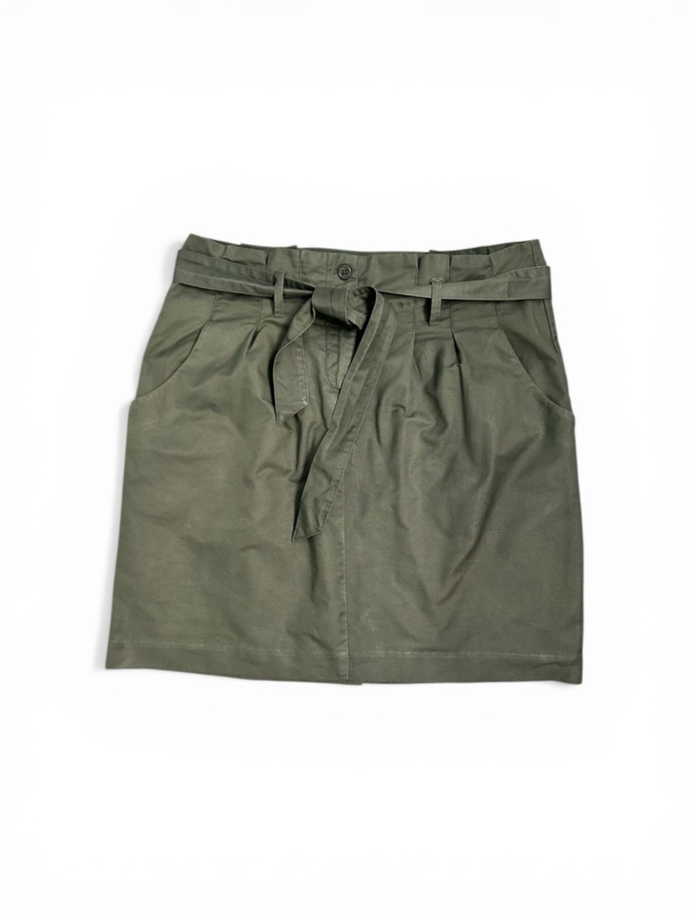 Banana Republic Olive Green Mini Skirt Belted High Waist Utility Pockets Size 10